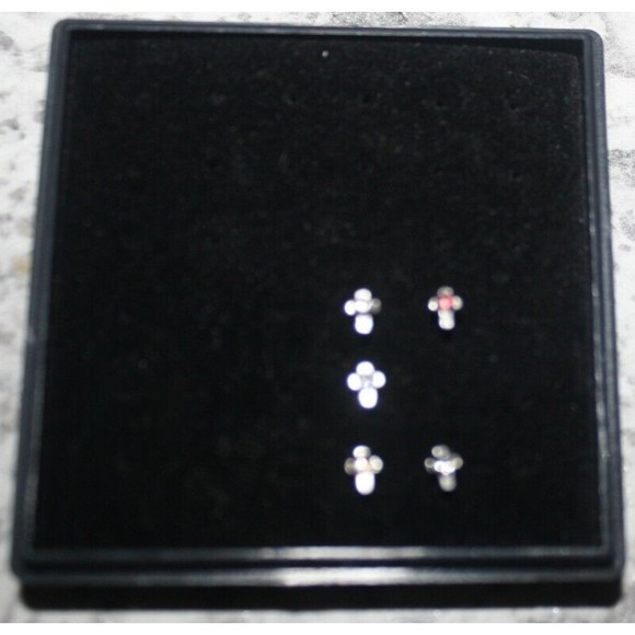 Set Of 5 CZ Cross 316L Surgical Steel Nose Stud Rings 20G Clear Red Yellow NIB - Picture 2 of 4